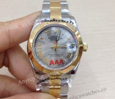 Replica Rolex Oyster Datejust 31mm 2-Tone Gray Face Lady watch